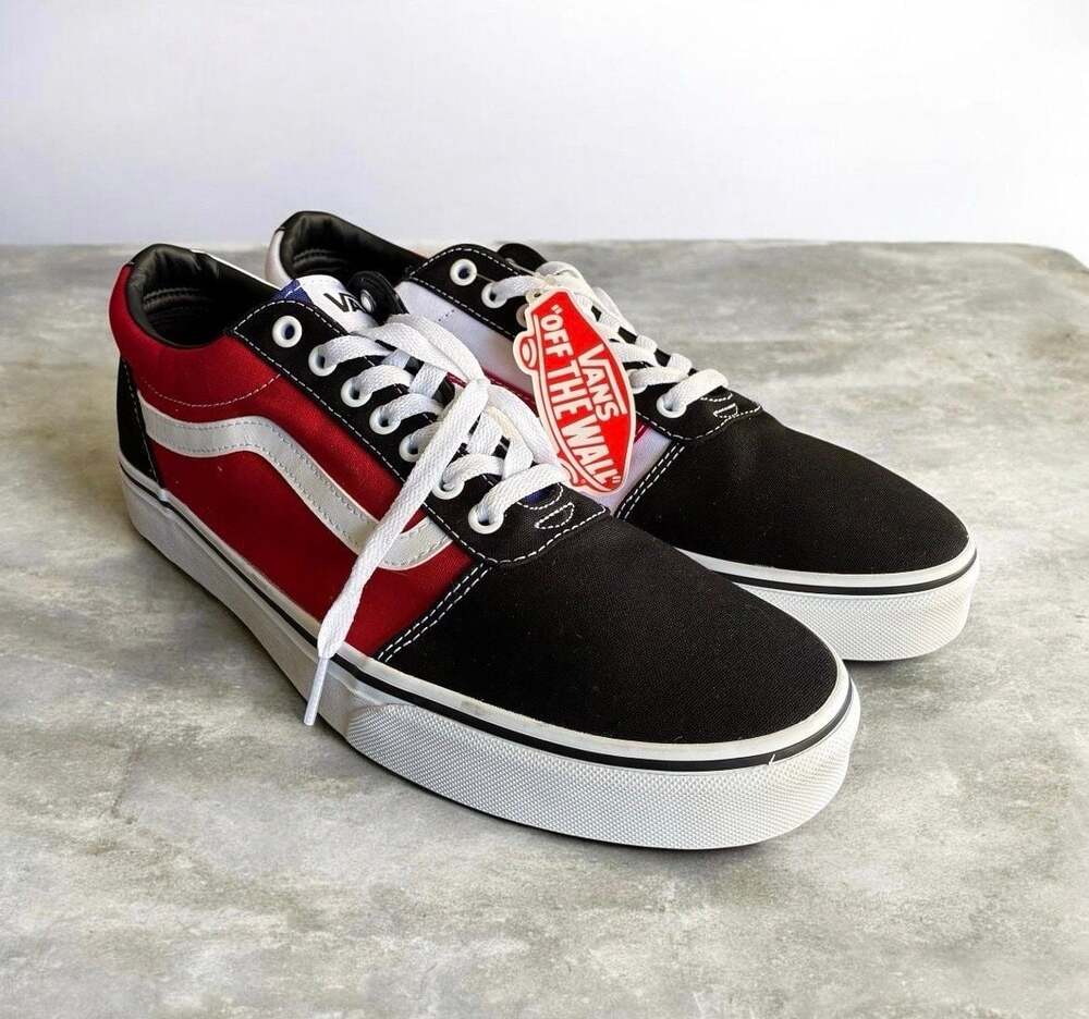 Vans Ward Color Block Red and Black Skate Shoes
